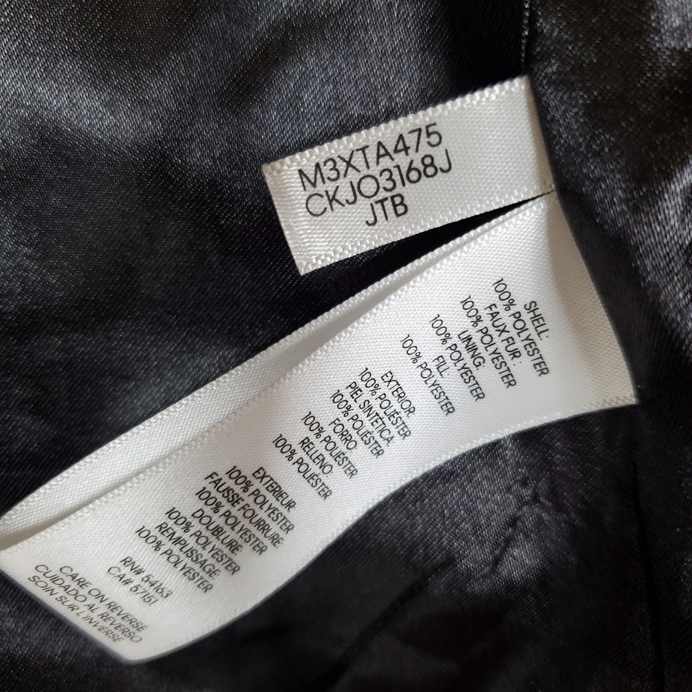 Calvin Klein Quilted Black Fur Collar Vest, Small - Picture 8 of 10